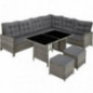 TecTake Polyrattan Lounge Set, Gartenmöbel Set mit Sofa, Hocker + Tisch, Balkon Möbel Outdoor, 5-teilige Sitzgruppe, inkl. Si TecTake Polyrattan Lounge Set, Gartenmöbel Set mit Sofa, Hocker + Tisch, Balkon Möbel Outdoor, 5-teilige Sitzgruppe, inkl. Si