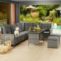 TecTake Polyrattan Lounge Set, Gartenmöbel Set mit Sofa, Hocker + Tisch, Balkon Möbel Outdoor, 5-teilige Sitzgruppe, inkl. Si