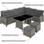 TecTake Polyrattan Lounge Set, Gartenmöbel Set mit Sofa, Hocker + Tisch, Balkon Möbel Outdoor, 5-teilige Sitzgruppe, inkl. Si TecTake Polyrattan Lounge Set, Gartenmöbel Set mit Sofa, Hocker + Tisch, Balkon Möbel Outdoor, 5-teilige Sitzgruppe, inkl. Si