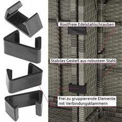 TecTake Polyrattan Lounge Set, Gartenmöbel Set mit Sofa, Hocker + Tisch, Balkon Möbel Outdoor, 5-teilige Sitzgruppe, inkl. Si