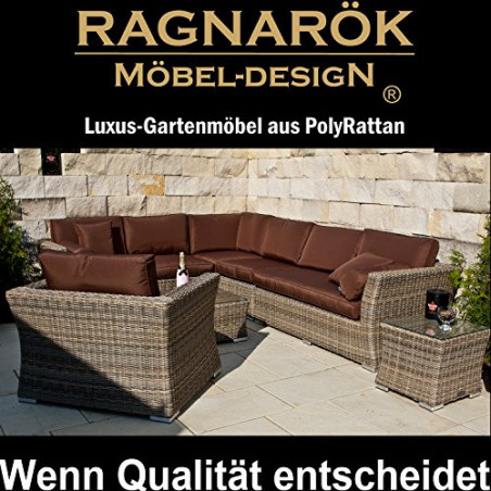 Ragnarök-Möbeldesign PolyRattan Lounge - Deutsche Marke - eigene Produktion - 8 Jahre Garantie auf UV Beständig - Garten Möbe