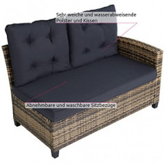 TecTake 800935 Polyrattan Lounge Sitzgruppe für Garten, Balkon und Terrasse, Gartenmöbel Set mit Ecksofa + Esstisch mit Ablag