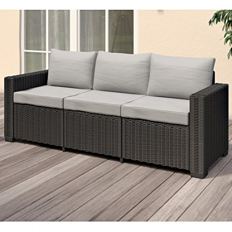 Allibert California 3-Sitzer Couch Polyrattan Gartenmöbel Lounge Rattanoptik