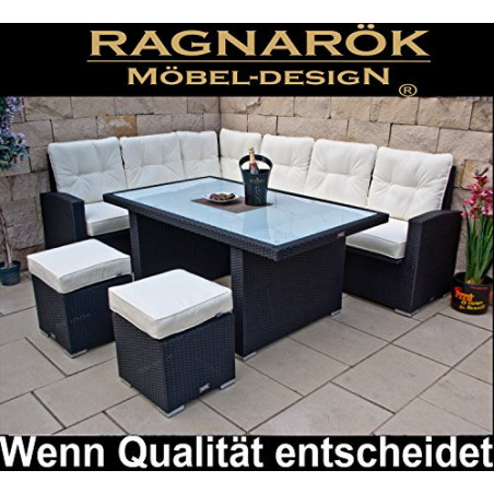 Ragnarök-Möbeldesign PolyRattan Ecklounge DEUTSCHES Familienunternehmen seit 1928 EIGENE Produktion - 8 Jahre GARANTIE - Gart