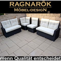 Ragnarök-Möbeldesign PolyRattan Ecklounge DEUTSCHES Familienunternehmen seit 1928 EIGENE Produktion - 8 Jahre GARANTIE - Gart