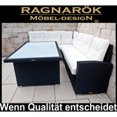 Ragnarök-Möbeldesign PolyRattan Ecklounge DEUTSCHES Familienunternehmen seit 1928 EIGENE Produktion - 8 Jahre GARANTIE - Gart