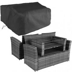 TecTake Polyrattan Garten Sitzgruppe für 4 Personen mit Hocker, Rattan Gartenmöbel Set mit eingebauter Auflagenbox in der Sit
