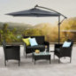 Juskys Polyrattan Sitzgruppe Fort Myers 4 Personen mit 2er Sofa, 2 Stühle, Tisch & Sitzkissen wetterfest schwarz/grau Balkonm Juskys Polyrattan Sitzgruppe Fort Myers 4 Personen mit 2er Sofa, 2 Stühle, Tisch & Sitzkissen wetterfest schwarz/grau Balkonm