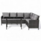 SVITA Madison & Monroe Polyrattan Ecksofa Rattan-Lounge Esstisch Gartenmöbel-Set Sofa Garnitur Couch-Eck  Madison, Grau 