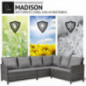 SVITA Madison & Monroe Polyrattan Ecksofa Rattan-Lounge Esstisch Gartenmöbel-Set Sofa Garnitur Couch-Eck  Madison, Grau 