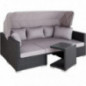 TecTake Rattan Sonneninsel Sitzgruppe, Lounge Möbel Set inkl. Sofa mit Sonnendach, Hocker, Sesseln und Tisch, Outdoor Gartenm