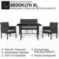 SVITA Brooklyn XL Rattan Garten Möbel Set Essgruppe mit Tisch, 2X Sessel, 2er Sofa Polyrattan Schwarz