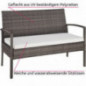 TecTake Poly Rattan Sitzgruppe, Gartenset mit 2 Stühlen, Bank + Tisch mit Glasplatte, Lounge Set für Garten, Terrasse und Bal