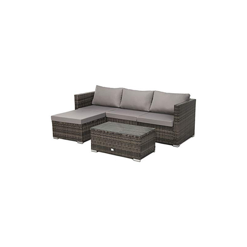 SVITA Queens Poly Rattan Sitzgruppe Couch-Set Ecksofa Sofa-Garnitur Gartenmöbel Lounge Schwarz, Grau oder Braun  Braun 