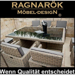 Ragnarök-Möbeldesign PolyRattan - DEUTSCHE Marke - EIGENE Produktion - 8 Jahre GARANTIE auf UV-Beständigkeit Gartenmöbel Essg