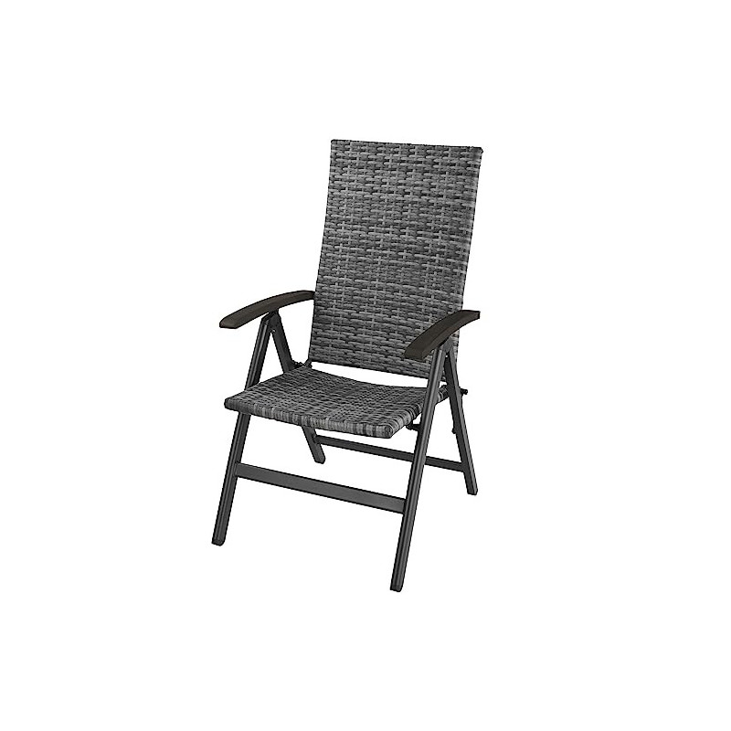 TecTake 800721 Alu Polyrattan Gartenstuhl klappbar für Garten, Balkon und Terrasse, verstellbare Rückenlehne, witterungsbestä