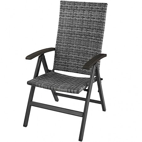 TecTake 800721 Alu Polyrattan Gartenstuhl klappbar für Garten, Balkon und Terrasse, verstellbare Rückenlehne, witterungsbestä