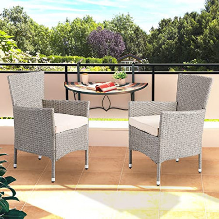 Casaria Polyrattan Gartenstühle 4er Set Stapelbar 7cm Auflagen 160kg Belastbarkeit Armlehne Wetterfest Terrasse Balkon Sessel