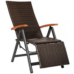 TecTake 800720 Aluminium Poly Rattan Relaxsessel mit Fußablage, klappbar & verstellbar, für Garten, Balkon & Terrasse, Garten