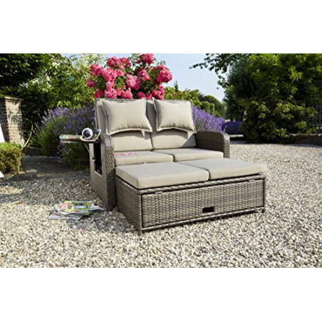 greemotion Rattan-Lounge Bahia Rondo, Sofa & Bett aus Polyrattan, indoor & outdoor, 2er Garten-Sofa mit Stahl-Gestell, Daybed