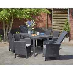 Allibert Dining Sessel Vermont anthrazit - Rattanoptik, wetterfest, Garten, Outdoor