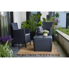 "Allibert by Keter" Gartensessel Iowa, graphit/cool grey, inkl. Sitzkissen, Kunststoff, flache Rattanoptik