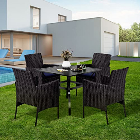 MFSTUDIO Gartenstuhl Set, Outdoor Rattan Stuhl, Gartenmöbel mit Abnehmbaren Kissen, Geeignet für Rasenflächen, Terrassen, Inn