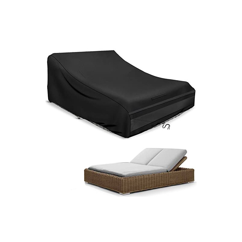 Schleuder Sonnenliegen-Abdeckung für 2 Personen, 210 x 160 x 35/75 cm, 420D-Abdeckung, Doppelliege, Outdoor, wasserdicht, Dop