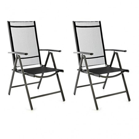 SONLEX 2er Set Klappstuhl Klappsessel Gartenstuhl Campingstuhl Liegestuhl – Sitzmöbel – klappbarer Stuhl aus Aluminium & Kuns