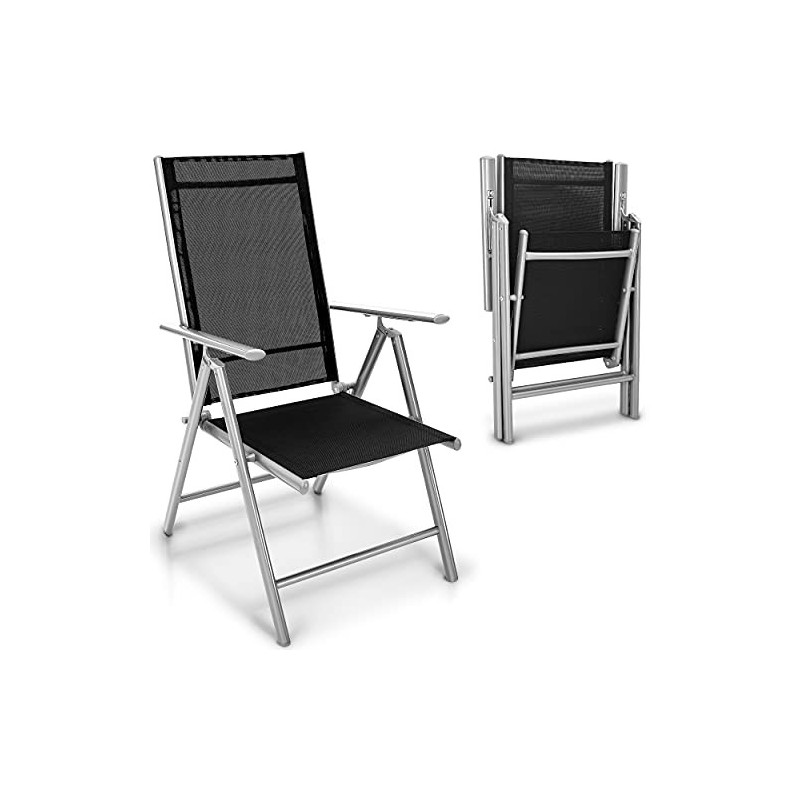 tillvex Gartenstuhl klappbar aus Aluminium | Hochlehner mit Armlehnen | Klappstuhl verstellbar | Klappsessel Balkon Garten Te tillvex Gartenstuhl klappbar aus Aluminium | Hochlehner mit Armlehnen | Klappstuhl verstellbar | Klappsessel Balkon Garten Te
