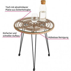 TecTake 800802 Rattan Sitzgruppe für 2 Personen, 3-TLG. Bistroset, Balkonset mit 2 Stühlen + Tisch, kleine Lounge für Garten 