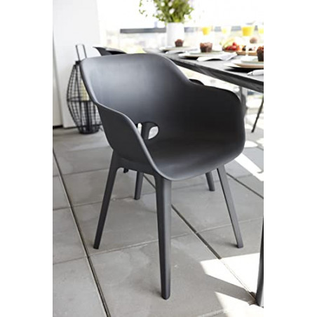 Allibert by Keter Gartensessel Akola, graphit, 2er Set, Kunststoff, 56.7 x 55.8 x 80.1 cm, Schalenstuhl in Cupform, perfekt f