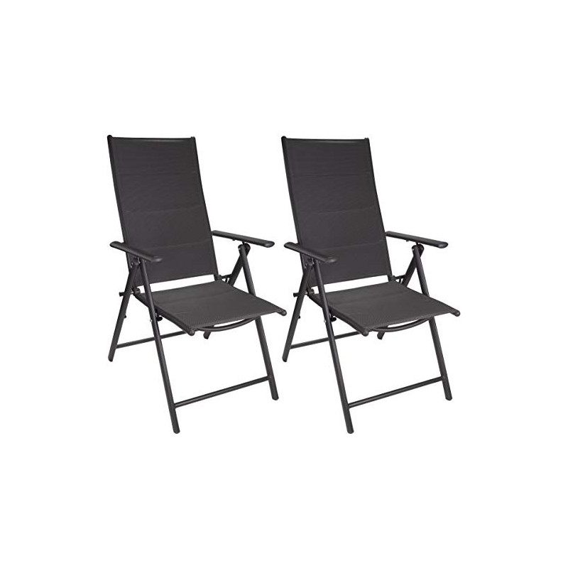 BRUBAKER 2er Set Gartenstühle Riva - Faltstühle klappbar- 7-Fach verstellbare Rückenlehnen - wetterfeste Klappstühle - Anthra BRUBAKER 2er Set Gartenstühle Riva - Faltstühle klappbar- 7-Fach verstellbare Rückenlehnen - wetterfeste Klappstühle - Anthra