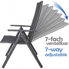 BRUBAKER 2er Set Gartenstühle Riva - Faltstühle klappbar- 7-Fach verstellbare Rückenlehnen - wetterfeste Klappstühle - Anthra