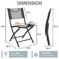 Homecall Klappbarer Gartenstuhl -  Schwarz 