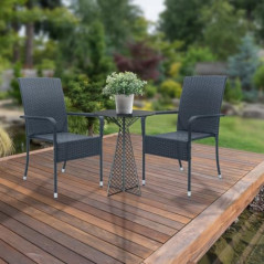 Juskys Polyrattan Gartenstühle Yoro 2er Set mit Armlehnen & Rückenlehne - 2 Stühle stapelbar - Rattan Stuhl Garten - Stapelst