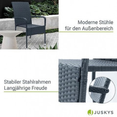 Juskys Polyrattan Gartenstühle Yoro 2er Set mit Armlehnen & Rückenlehne - 2 Stühle stapelbar - Rattan Stuhl Garten - Stapelst