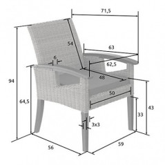 TecTake Alu Rattan Stuhl mit Armlehnen und Beinen aus Massivholz, wetterfest und UV-beständig, Rattanstuhl für Garten, Terras