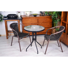 2er Set Bistrostuhl Stahlgestell Poly Rattan Gartenstuhl Stapelstuhl Balkonstuhl