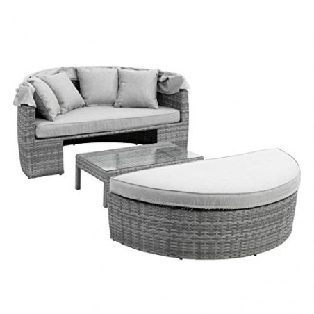 greemotion Sonneninsel Bali, Lounge-Insel aus Polyrattan, ca. 160 x 150 x 140 cm, Anthrazit, Grau