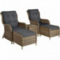 TecTake 800759 Alu Relaxsessel für Garten, Terrasse und Balkon, Poly Rattan Sessel, Garten Set bestehend aus Sessel, Hocker + TecTake 800759 Alu Relaxsessel für Garten, Terrasse und Balkon, Poly Rattan Sessel, Garten Set bestehend aus Sessel, Hocker +
