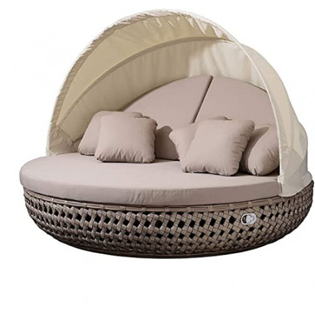 Liegeinsel Pacific Diamond Cappuccino - 360°-Drehtechnik Gartenlounge Sunlounger Sonneninsel