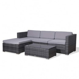 SVITA California Garten-Lounge Polyrattan Gartenset Balkon-Set Rattan-Lounge Grau