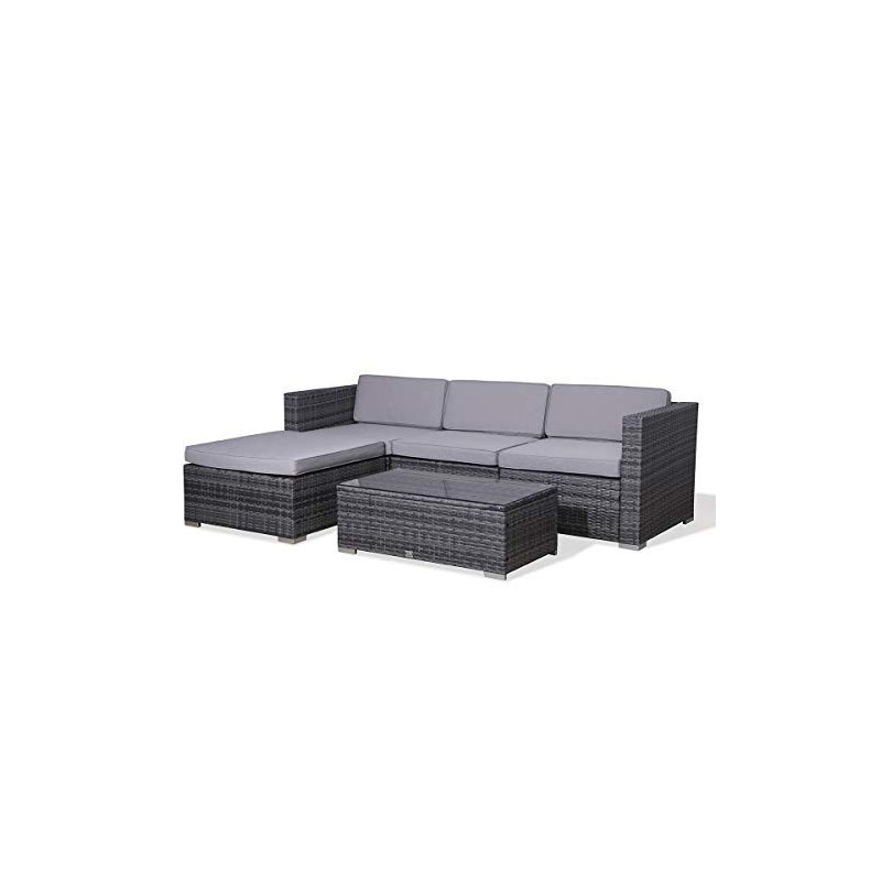 SVITA California Garten-Lounge Polyrattan Gartenset Balkon-Set Rattan-Lounge Grau