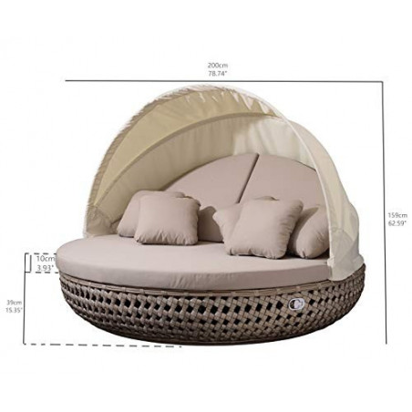 Liegeinsel Pacific Diamond Cappuccino - 360°-Drehtechnik Gartenlounge Sunlounger Sonneninsel