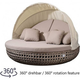 Liegeinsel Pacific Diamond Cappuccino - 360°-Drehtechnik Gartenlounge Sunlounger Sonneninsel