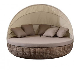 Strandkorbwerk Liegeinsel Pacific White Pepper - 360°-Drehtechnik Lounge Gartenlounge Gartenmöbel Sunlounger Sonneninsel