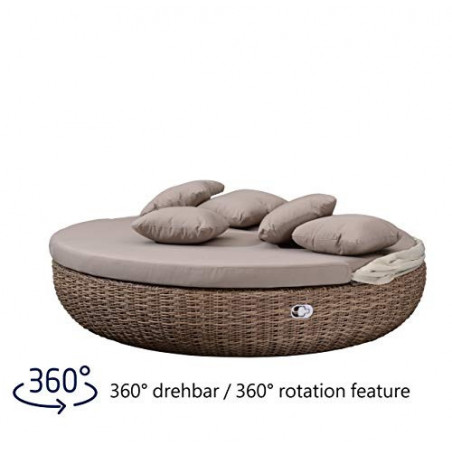 Strandkorbwerk Liegeinsel Pacific White Pepper - 360°-Drehtechnik Lounge Gartenlounge Gartenmöbel Sunlounger Sonneninsel