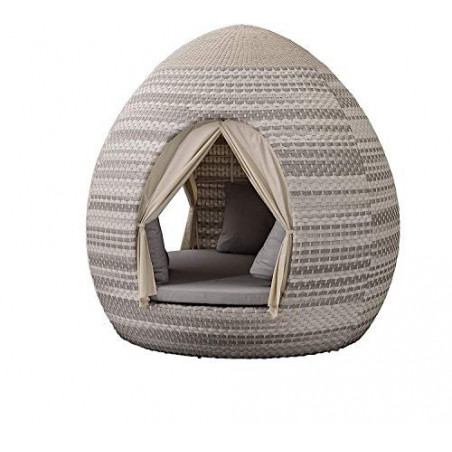 Egg Daybed mit Vorhängen - 360° Drehtechnik Sonnenliege  Harkers Island Wash Duo 24 Weaving 