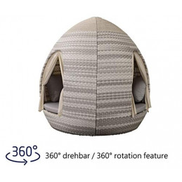 Egg Daybed mit Vorhängen - 360° Drehtechnik Sonnenliege  Harkers Island Wash Duo 24 Weaving 